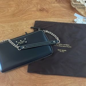 KATE SPADE Byrd Wellesley Black Bag w/ Gold Chain